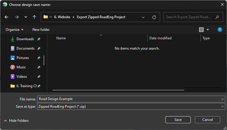 Save as Zipped RoadEng Project dialog.png