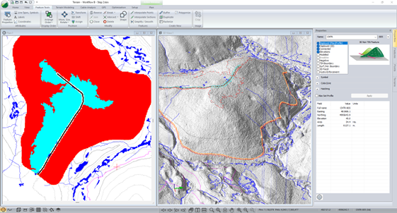 Figure 18 – Polygons created to represent slopes over 7% (red) and below 7% (cyan)..png